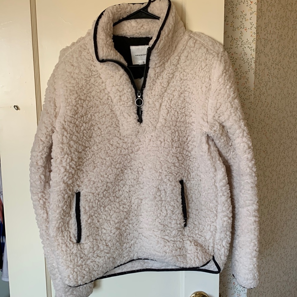 Tread & Supply. Sherpa quarter zip with front pocket. Worn 1X Bought @ Nordstrom